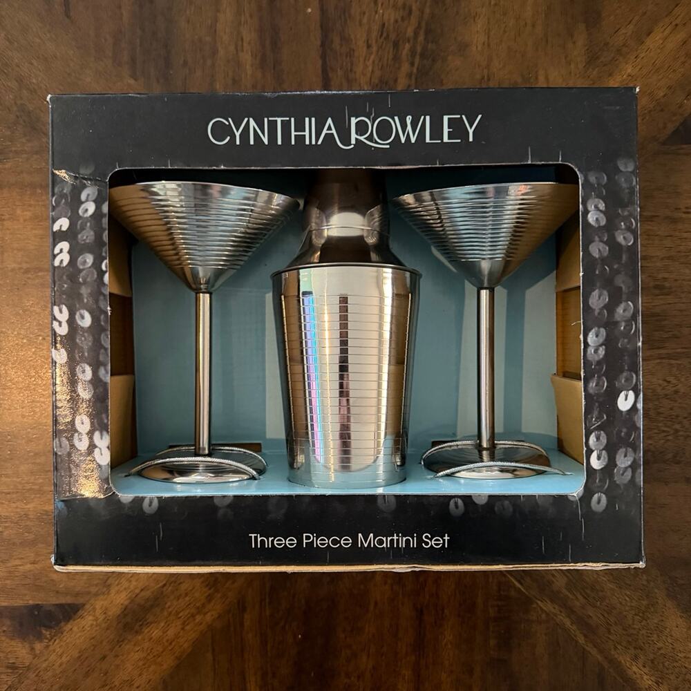 Cynthia Rowley Three Piece Stainless Martini Set - New in Box!!!